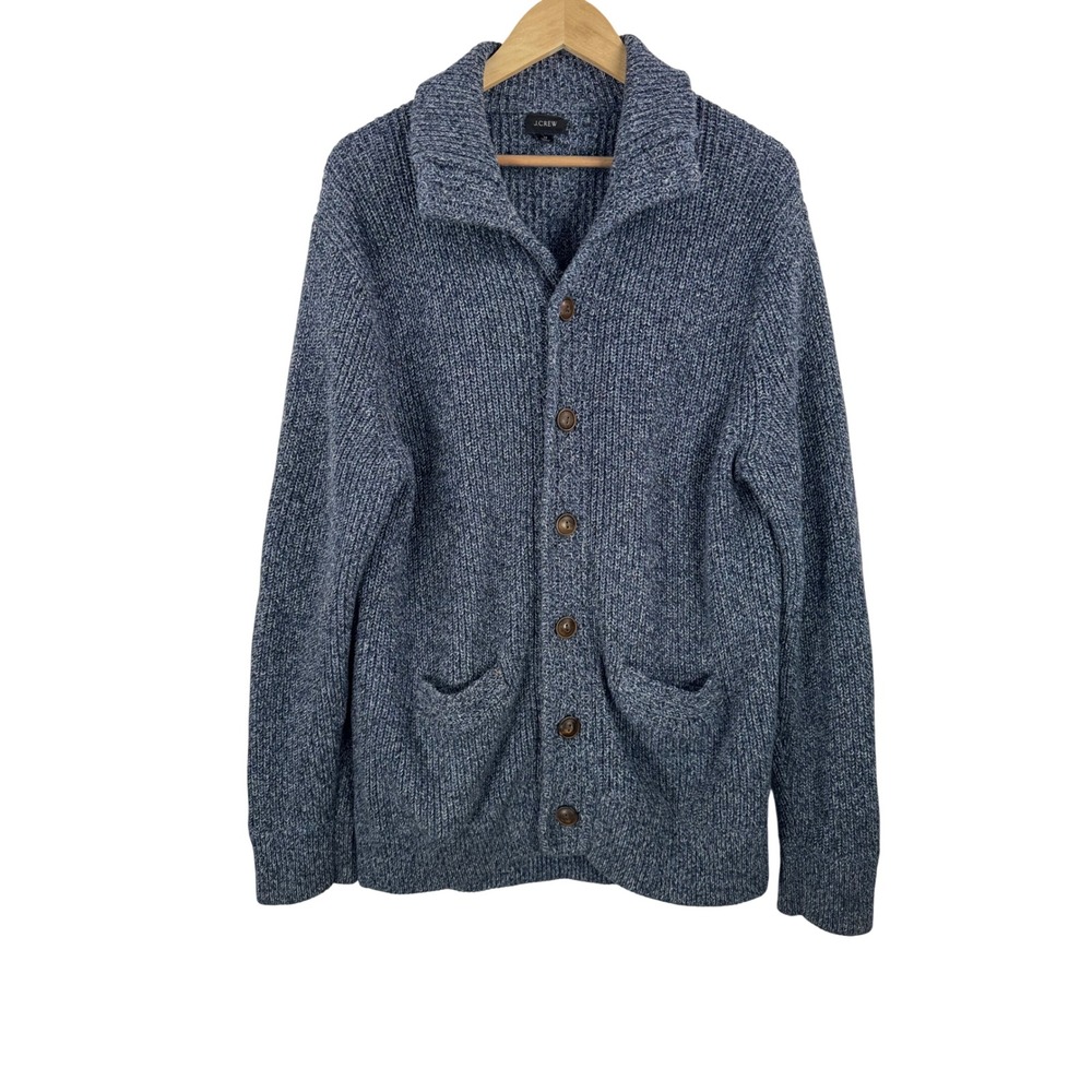 J.Crew Marled cotton mockneck cardigan‎ Chunky academia preppy money sz M